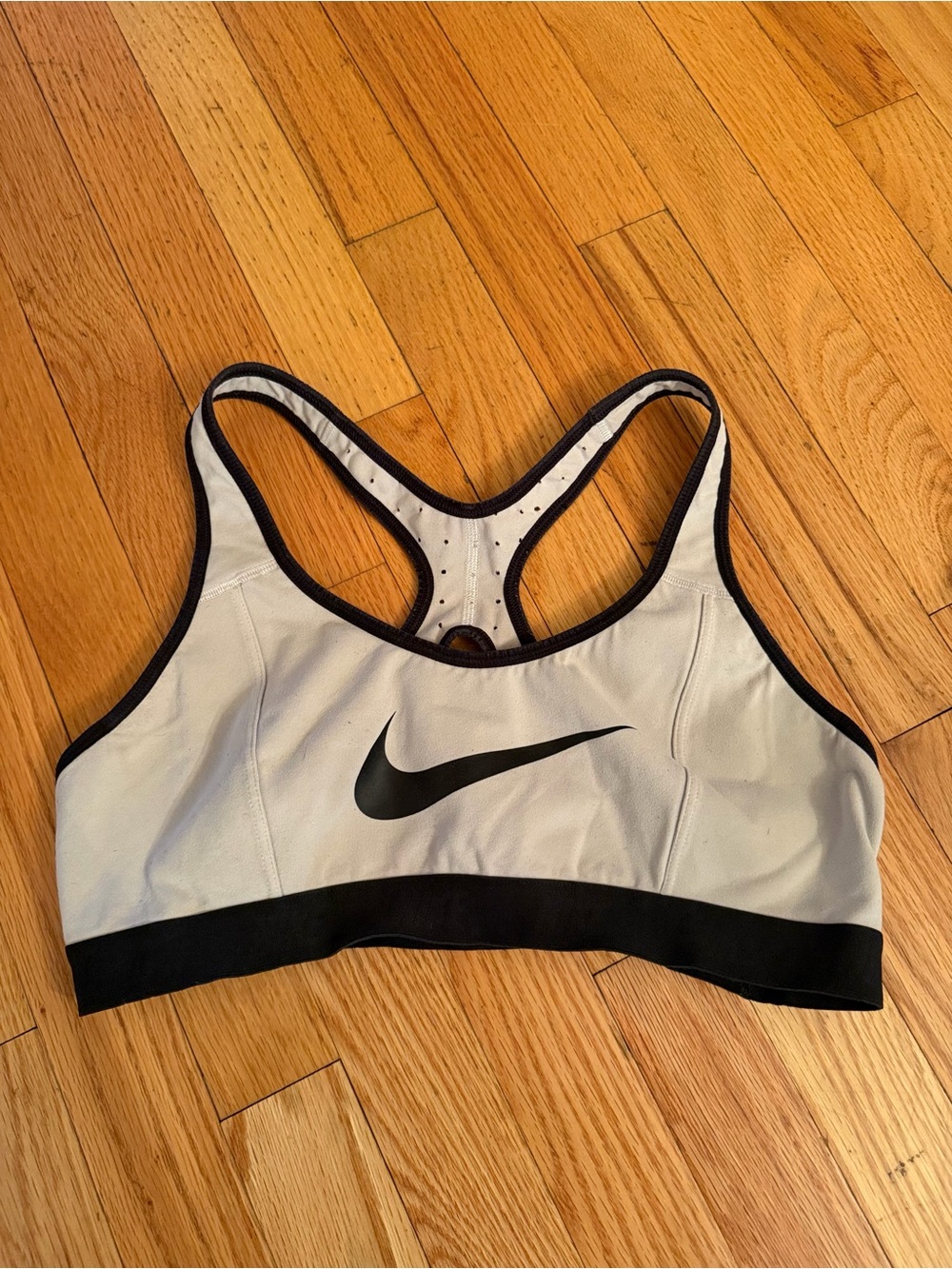 Nike White and Black Racerback Sports Bra